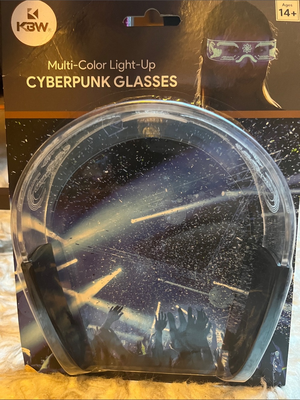 Multi-Color Light-Up Cyberpunk Glasses — Clear and Black